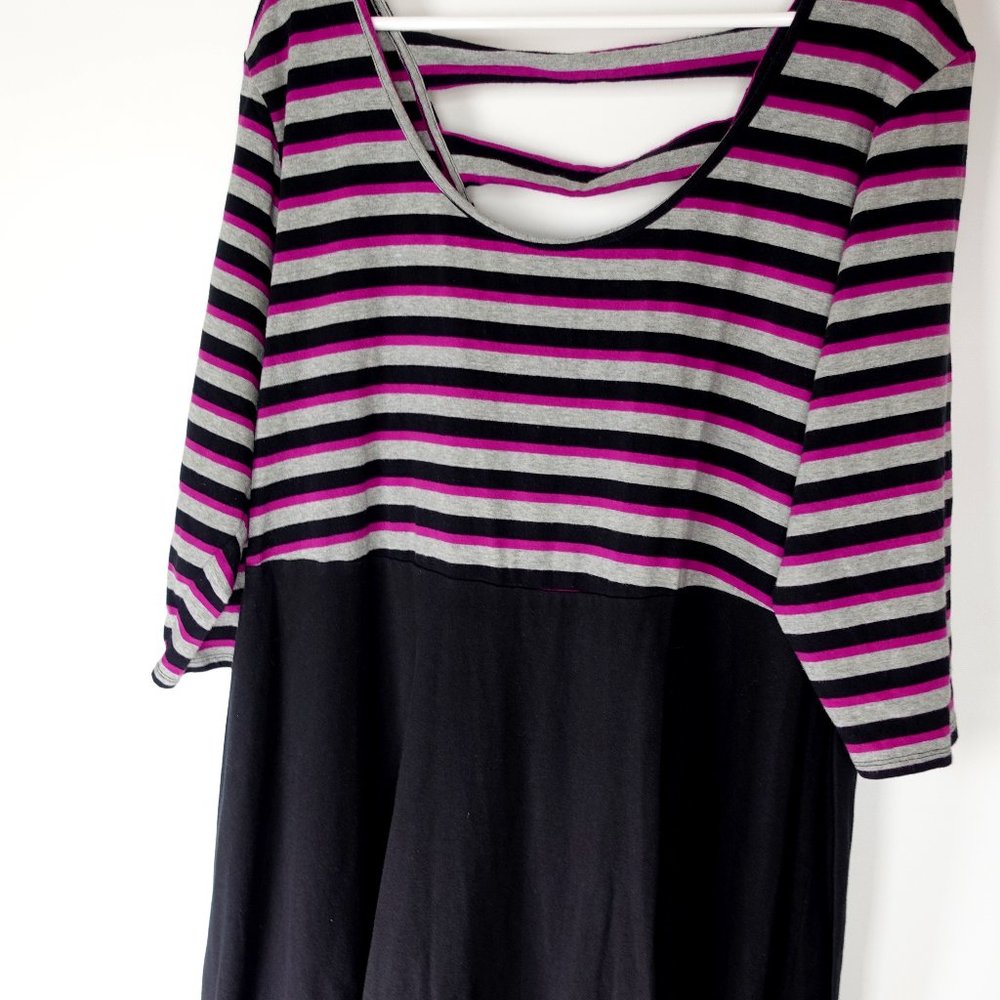 Purple & Gray Striped Cotton stretchy Torrid Dress